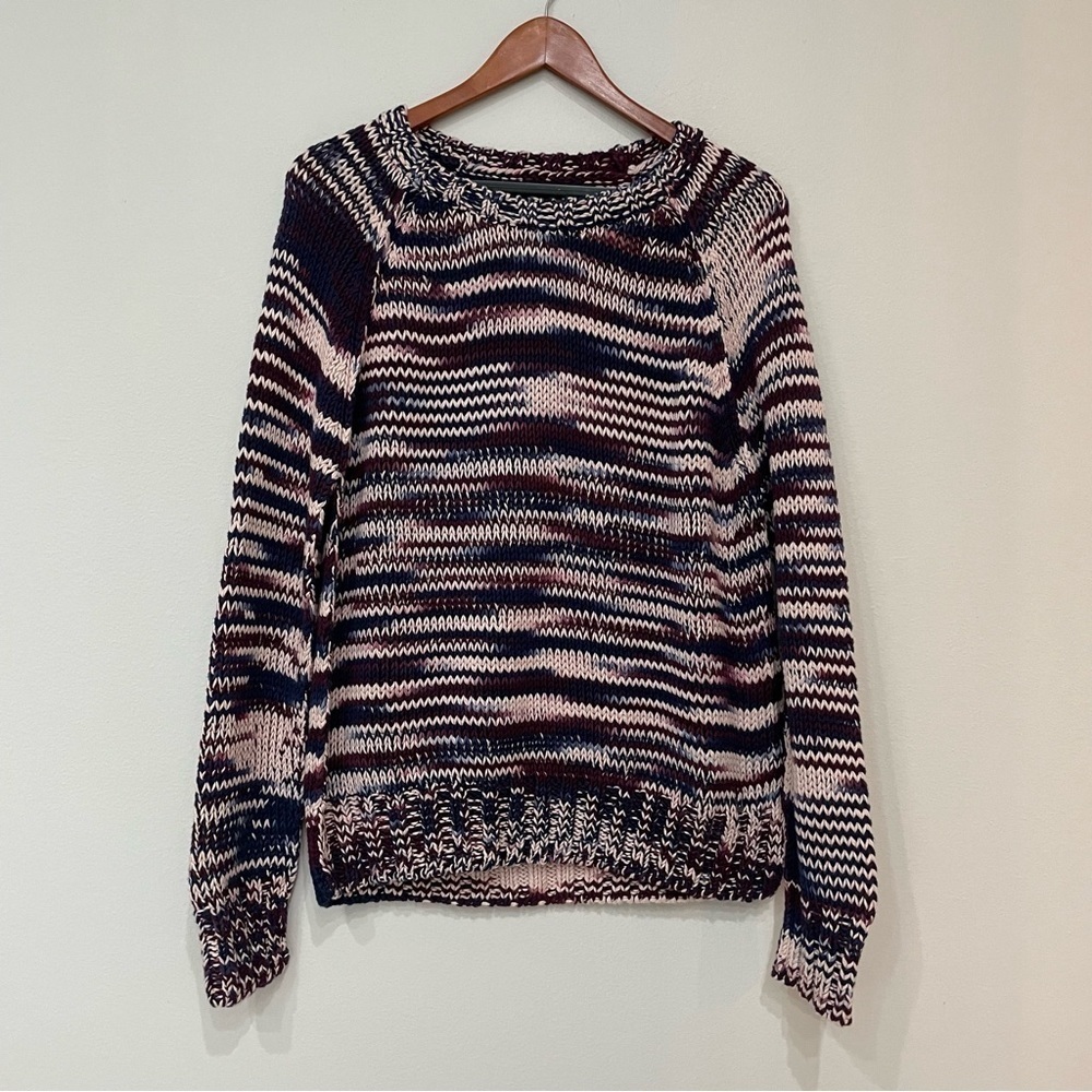 True Religion Hand Knit Chunky Cotton Sweater Pullover Purple Size Small